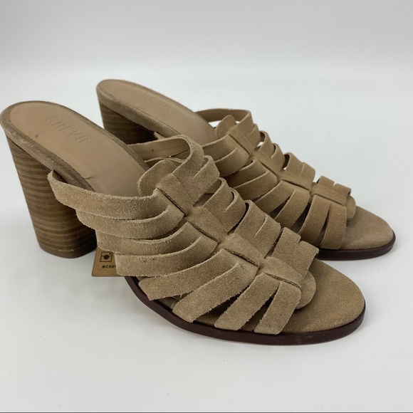 Crevo Hazelle Sandals Tan Suede Block Heel Size 8.5 - Picture 4 of 12